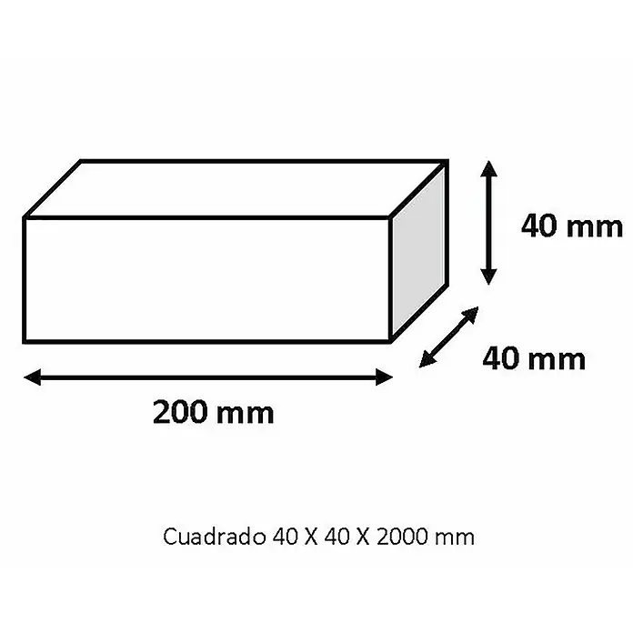 Tubo cuadrado de compensación - L x An x Al: 200 x 4 x 4 cm, Aluminio, Cromo brillo