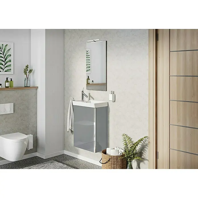 Riva Badmöbel-Set Joy - 45,5 cm, Grau, Hochglanz