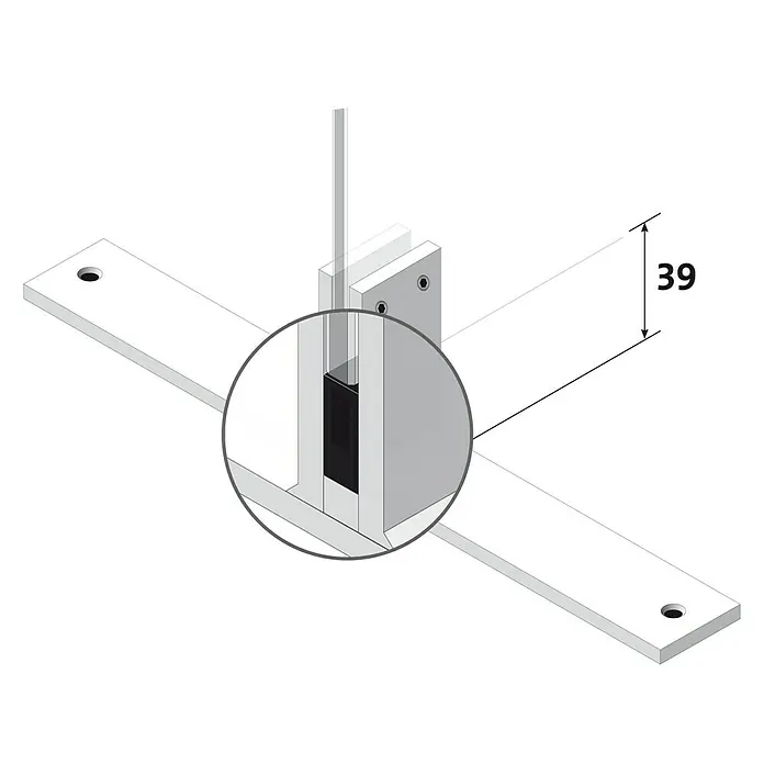 Room Plaza Abstands-Set - 40 x 25 x 8 mm, Passend für: Room Plaza Standfuß aus Aluminum, Room Plaza Thekenhalter Aluminium - Detailaufnahme