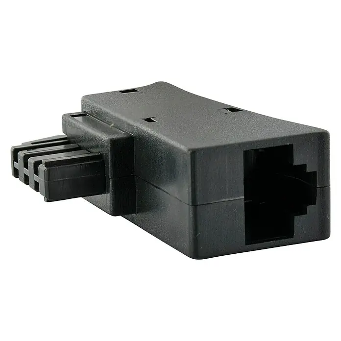 Schwaiger TAE-Adapter - RJ45-Buchse, TAE-F-Stecker, Schwarz - Vorderansicht