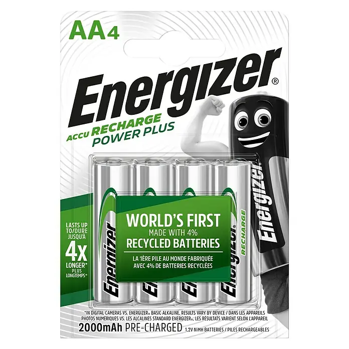 Energizer Akku Rechargeable PowerPlus Mignon AA - 2.000 mAh, 4 Stk. - Vorderansicht