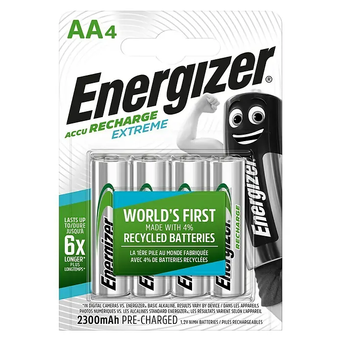 Energizer Baterija Rechargeable Extreme AA - Mignon AA, 1,2 V, 4 Kom. - Pogled sprijeda