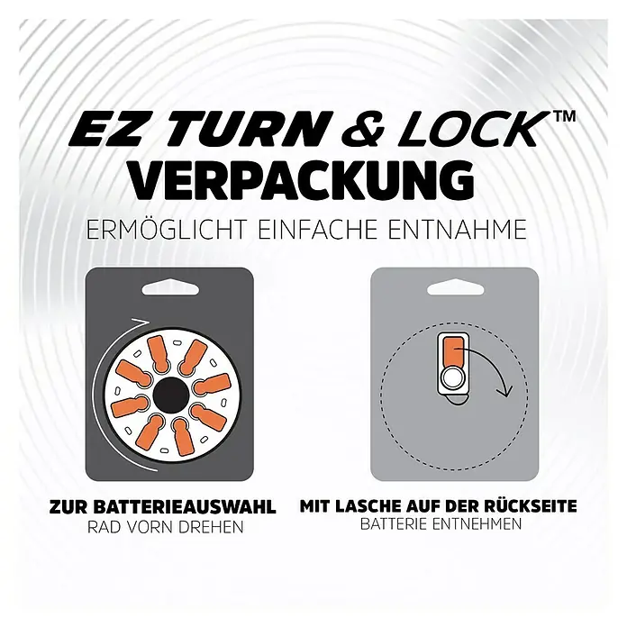 Energizer Hörgerätebatterie EZ Turn & Lock 312 - 8 Stk. - Anwendungsbeispiel