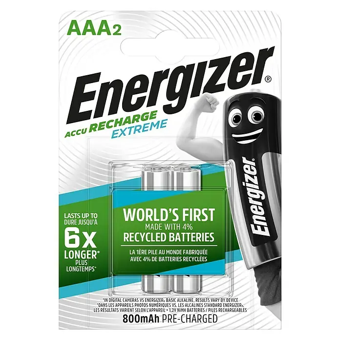 Energizer Akku Rechargeable Extreme Micro AAA - Micro AAA, 1,2 V, 2 Stk. - Vorderansicht