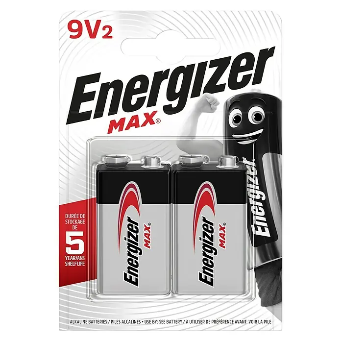 Energizer Baterija [SI] Max 9-Volt-Block - 9 V blok, 9 VA, 2 kos - Pogled od spredaj