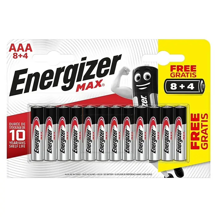 Energizer Max Baterije - Micro AAA, 1,5 V, Alkal-mangan, 12 Kom. - Pogled sprijeda