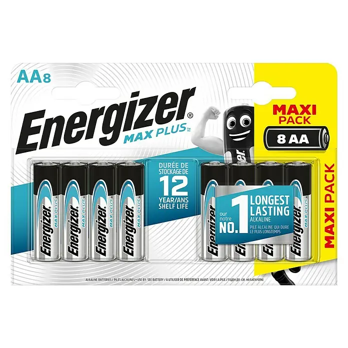 Energizer Batterie Max Plus - Mignon AA, Alkali-Mangan, 1,5 V, 8 Stk. - Vorderansicht
