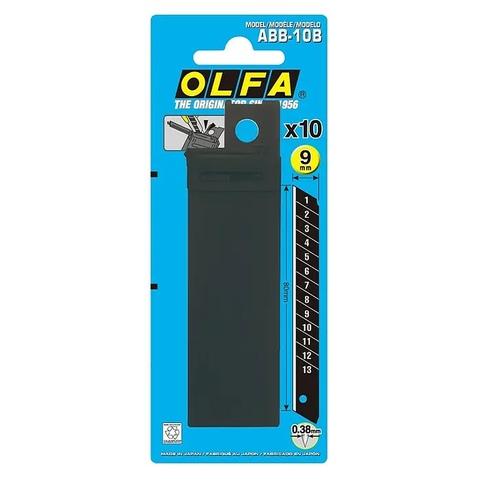 Olfa Abbrechklinge ABB - Passend für: OLFA Cuttermesser A-1, OLFA Cuttermesser XA-1, 10 Stk. - Vorderansicht