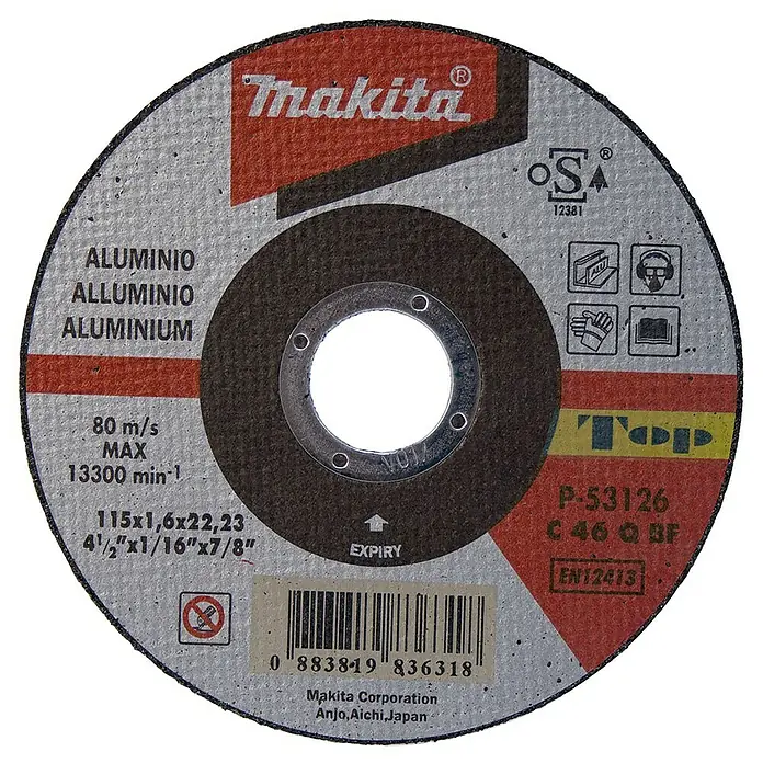 Makita Disco de corte - Diámetro disco: 115 mm, Espesor disco: 1,6 mm, Apto para: Aluminio