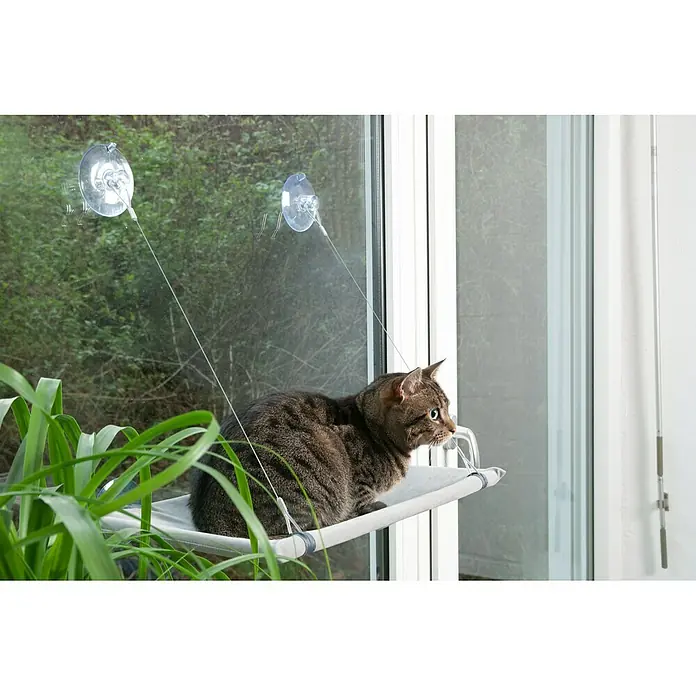 Karlie Cama para gatos Tumbona de ventana - Plástico, Gris - Vista trasera