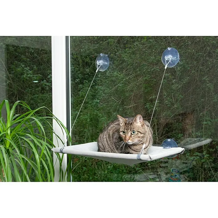Karlie Cama para gatos Tumbona de ventana - Plástico, Gris - Vista frontal