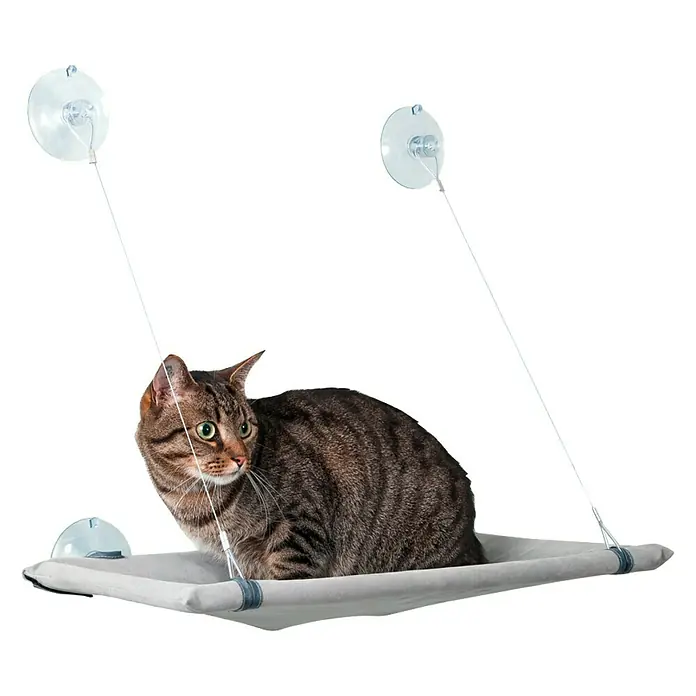 Karlie Cama para gatos Tumbona de ventana - Plástico, Gris - Producto en uso