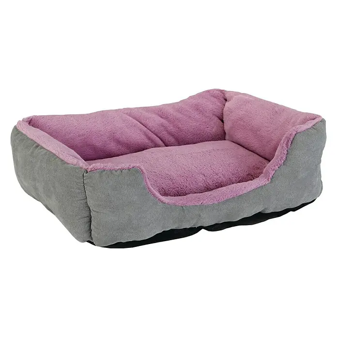 Beeztees Cama para gatos Baboo - 37 x 48 x 18 cm, Felpa, Gris/Lila - Vista frontal