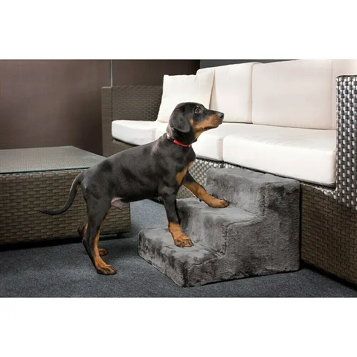 Karlie Escalera para perros Paso fácil - 41 x 43 x 29 cm, Gris - Producto en uso