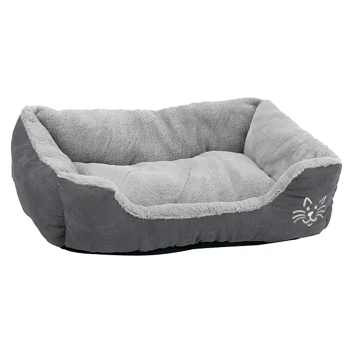 Beeztees Cama para gatos Baboo - 37 x 48 x 18 cm, Felpa, Gris - Vista frontal