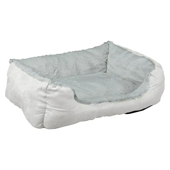 Beeztees Cama para gatos Baboo - 37 x 48 x 18 cm, Felpa, Blanco/gris - Vista frontal