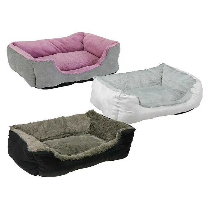 Beeztees Cama para gatos Baboo - 37 x 48 x 18 cm, Felpa, Blanco/gris