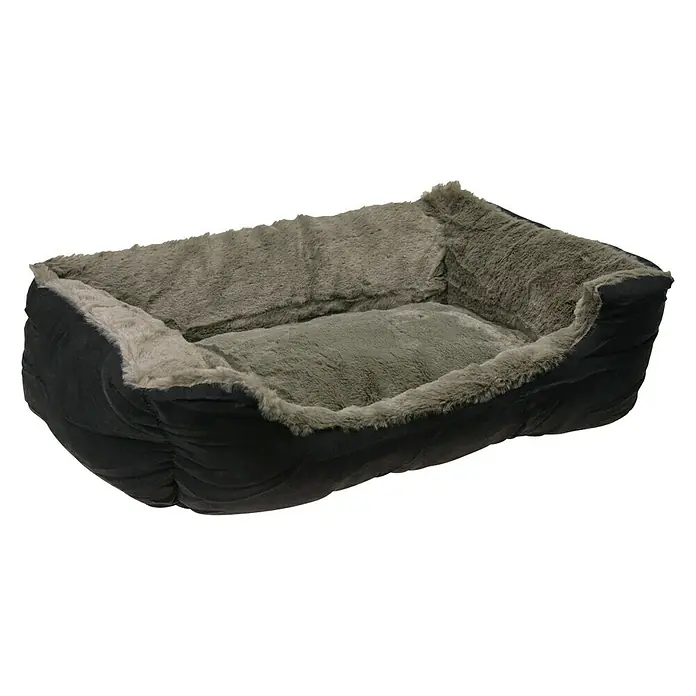 Beeztees Kattenbed Baboo - 37 x 48 x 18 cm, Pluche, Zwart/taupe - Vooraanzicht