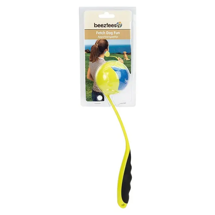 Beeztees Fetch Lanzador de balones Lanzadora - Plástico, Amarillo, Apto para: Perros, 31 cm - Vista frontal