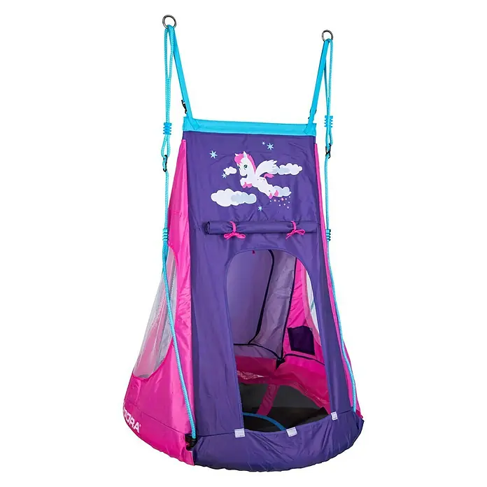 Hudora Mrežasta ljuljačka Pony LED - Promjer: 90 cm, Ružičasta-ljubičasta - Pogled sprijeda