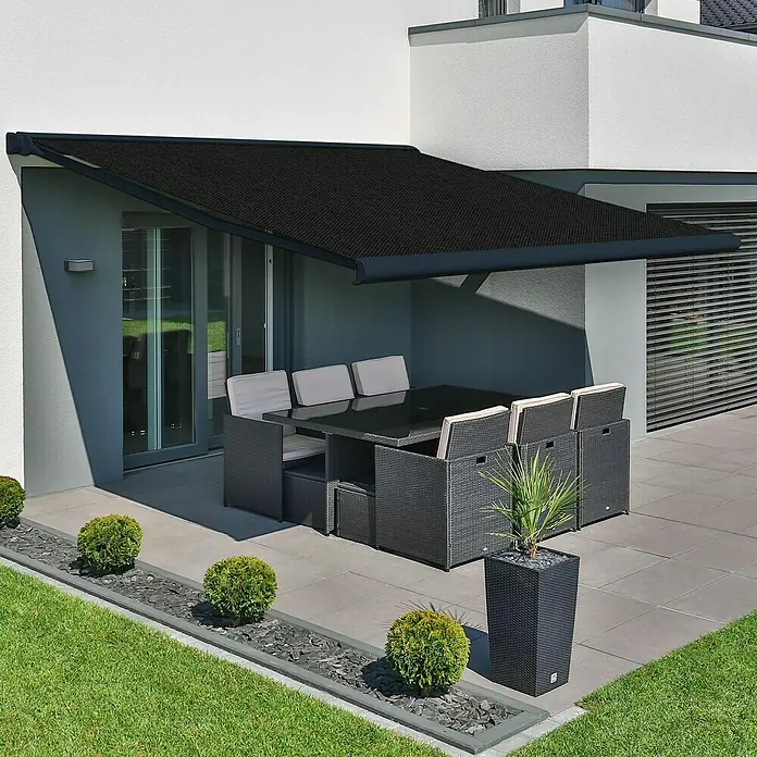 Deyo Limassol Vollkassettenmarkise - Anthrazit, Farbe Gestell: Anthrazit, Breite: 5 m, Ausfall: 3,5 m - Stimmungsaufnahme