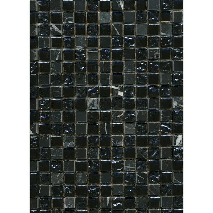 Mosaikfliese Quadrat Mix XCM M860 - 30,5 x 32,2 cm, Schwarz, Glänzend - Ansicht von oben