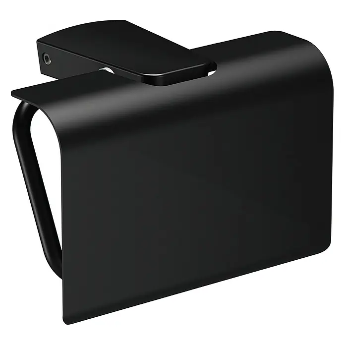 Creabath Soul Black Portarrollos papel higiénico - Con tapa, Negro, Zamak