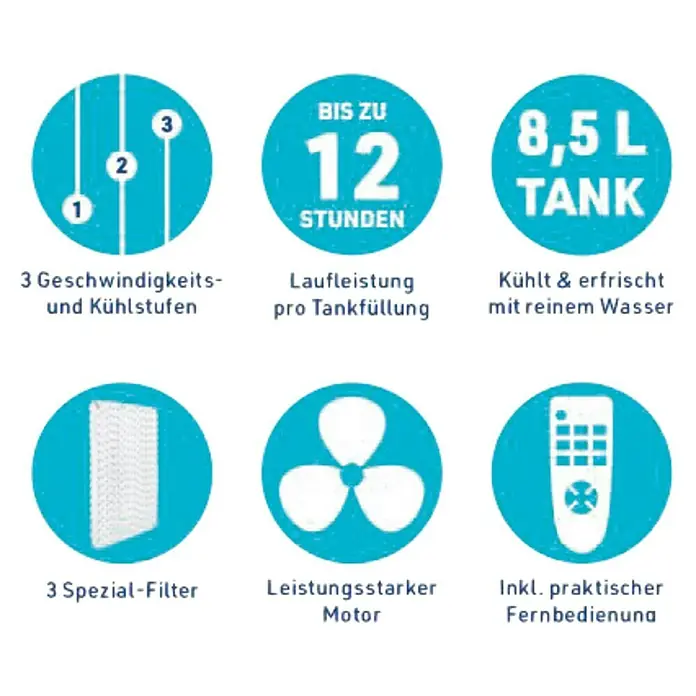 Luftkühler Instachill Livington - Weiß, Höhe: 90,8 cm, 85 W, Mit Fernbedienung