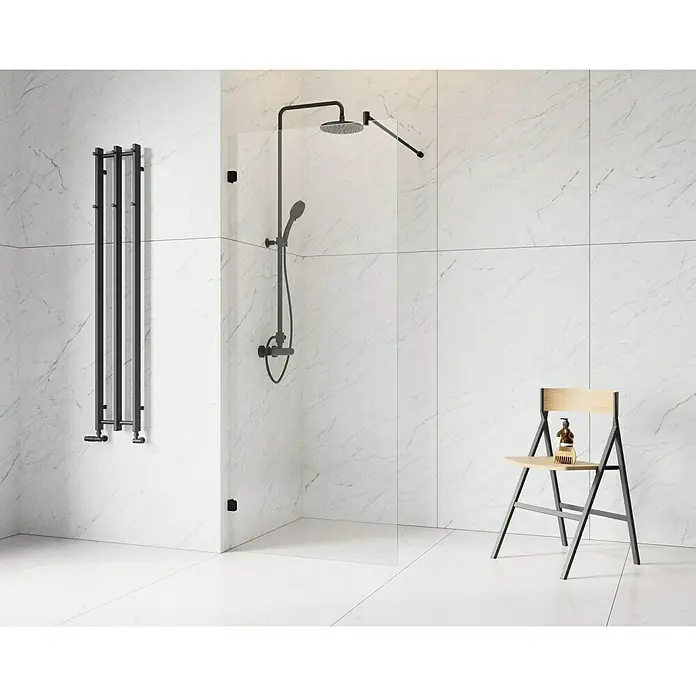 Camargue Air Duschwand - B x H: 10,5 x 200 cm, Beschichtet, Schwarz, Einbaumaß Bodengleich: 975 mm - Stimmungsaufnahme