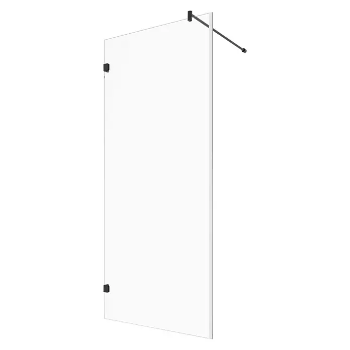 Camargue Air Duschwand - B x H: 10,5 x 200 cm, Beschichtet, Stärke: 8 mm, Schwarz, Einbaumaß Bodengleich: 775 - 790 mm - Vorderansicht