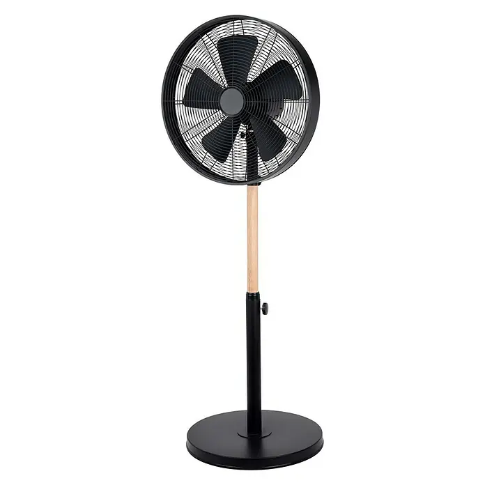 Proklima Standventilator Wood - Durchmesser: 40 cm, Braun/Schwarz, Höhenverstellbar - Vorderansicht