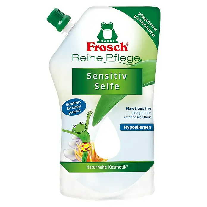 Frosch Flüssigseife Reine Pflege Sensitiv - Nachfüllpackung, 500 ml - Vorderansicht