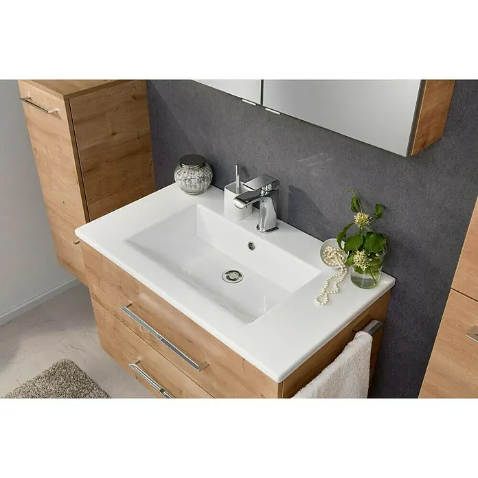 Waschtischunterschrank B.perfekt - Spanplatte, Eiche Nachbildung