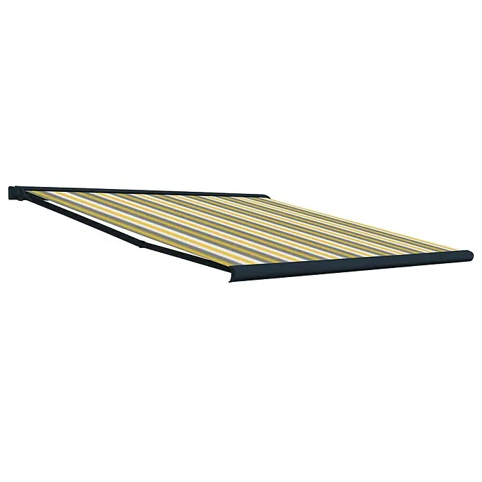 Deyo Limassol Vollkassettenmarkise - Gelb/Grau/Beige, Farbe Gestell: Anthrazit, Breite: 5 m, Ausfall: 3,5 m