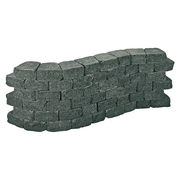 Mauerstein - L x B x H: 23 x 21,5 x 10 cm, Schwarz, Anthrazit, Coal, Beton