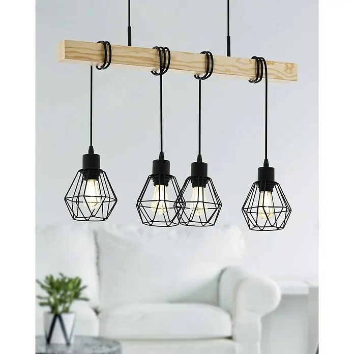 Eglo Townshend 5 Lámpara colgante - 240 W, L x An x Al: 70 x 20 x 110 cm, Negro, E27
