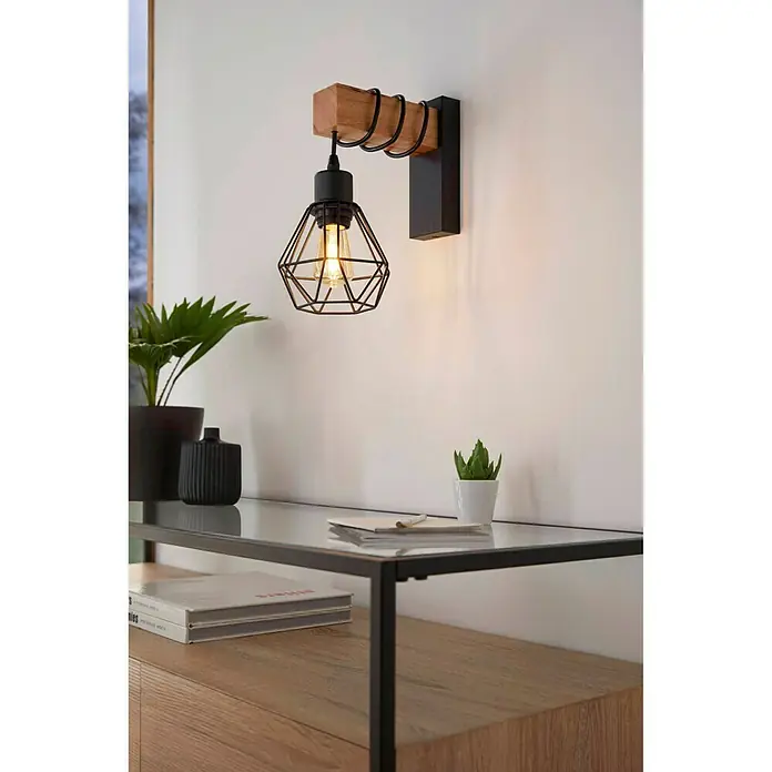Eglo Aplique de pared - 60 W, Negro/Marrón, E27