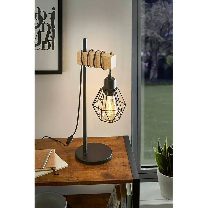 Eglo Townshend 5 Tafellamp - 60 W, l x b x h: 22 x 22 x 50 cm, Zwart, E27