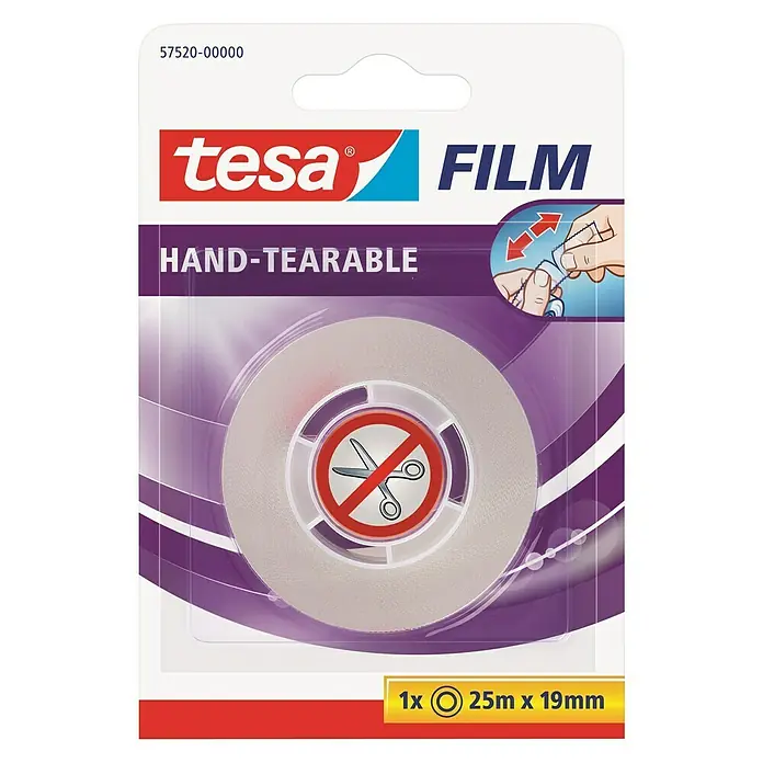 Tesa Film Klebefilm - Von Hand einreißbar, 25 m x 19 mm - Rückansicht