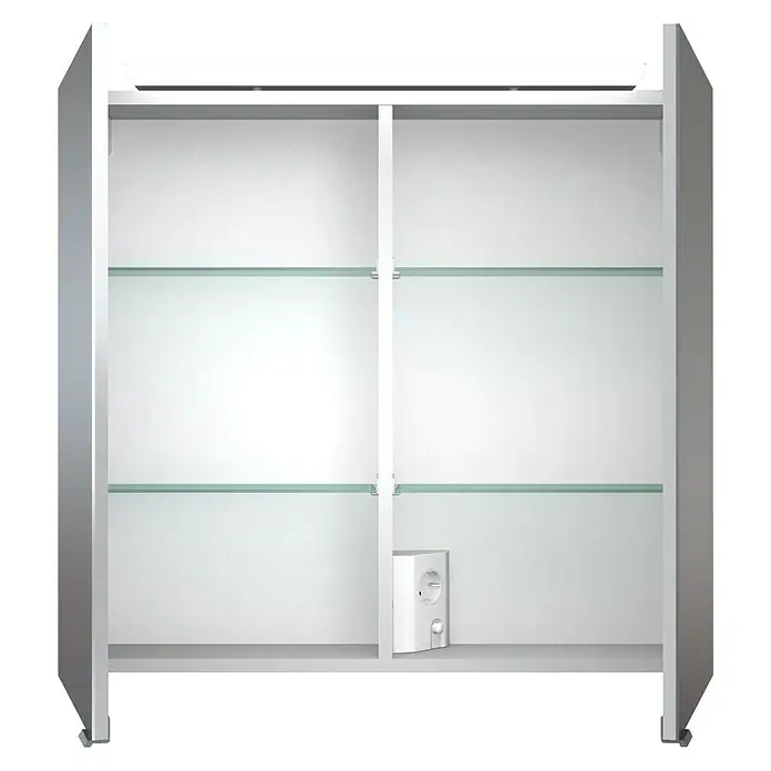 Camargue Kupaonski ormarić s LED ogledalom Vela - Š x V: 72 x 68,5 cm, S osvjetljenjem, MDF, Bijele boje - Detaljan prikaz