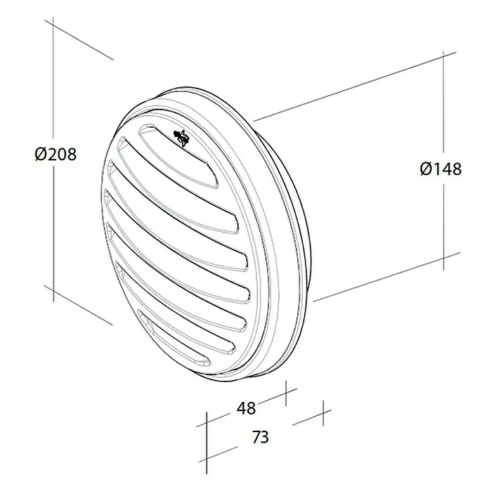 OptimAIRo Außengitter C-150 Sb - Durchmesser Anschlussstutzen: 150 mm, Abnehmbares Fliegennetz, Anthrazit/Bronze
