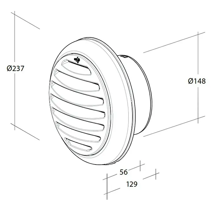 OptimAIRo Außengitter C-150 S - Durchmesser Anschlussstutzen: 150 mm, Magnetische Rückstauklappe, Anthrazit/Bronze
