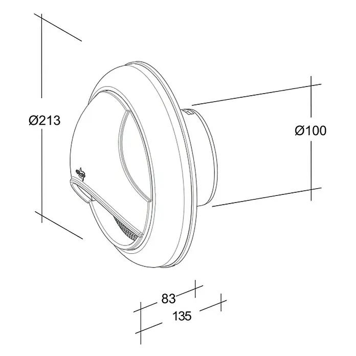 OptimAIRo Ablufthaube C-100 G - Durchmesser Anschlussstutzen: 100 mm, Magnetische Rückstauklappe, Anthrazit/Bronze