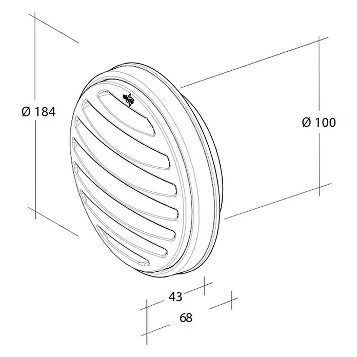 OptimAIRo Außengitter C-100 Sb - Durchmesser Anschlussstutzen: 100 mm, Abnehmbares Fliegennetz, Anthrazit/Bronze