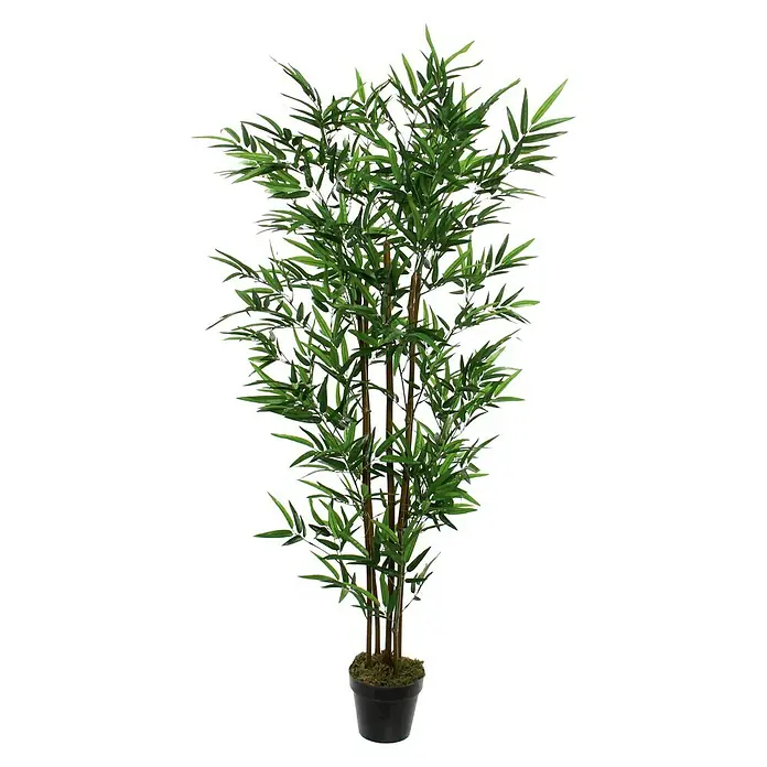Planta artificial Bambú verde - Altura: 155 cm, Verde, Plástico
