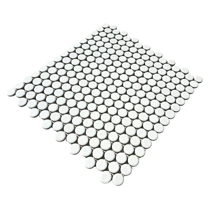 Mosaikfliese Knopf Uni 110N - 30,5 x 32 cm, Weiß, Matt - Ansicht von oben