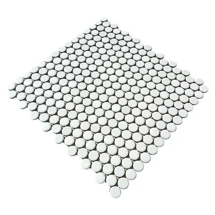 Mosaikfliese Knopf Uni 100N - 30,5 x 32 cm, Weiß, Glänzend - Vorderansicht