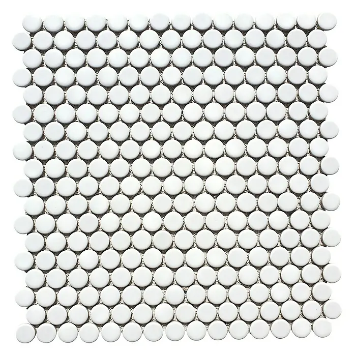 Mosaikfliese Knopf Uni 100N - 30,5 x 32 cm, Weiß, Glänzend - Vorderansicht