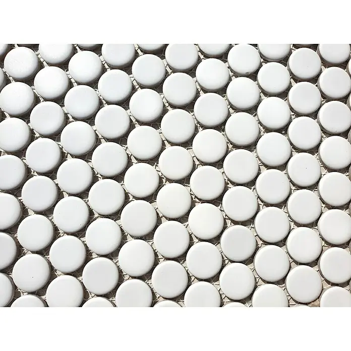 Mosaikfliese Knopf Uni 100N - 30,5 x 32 cm, Weiß, Glänzend - Detailaufnahme