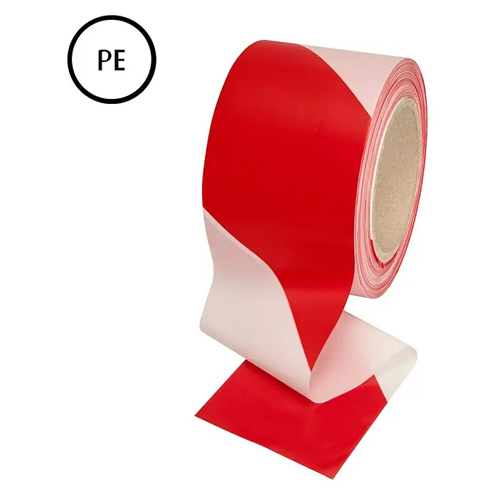 Stabilit Absperrband - L x B: 250 m x 80 mm, Rot/Weiß - Vorderansicht